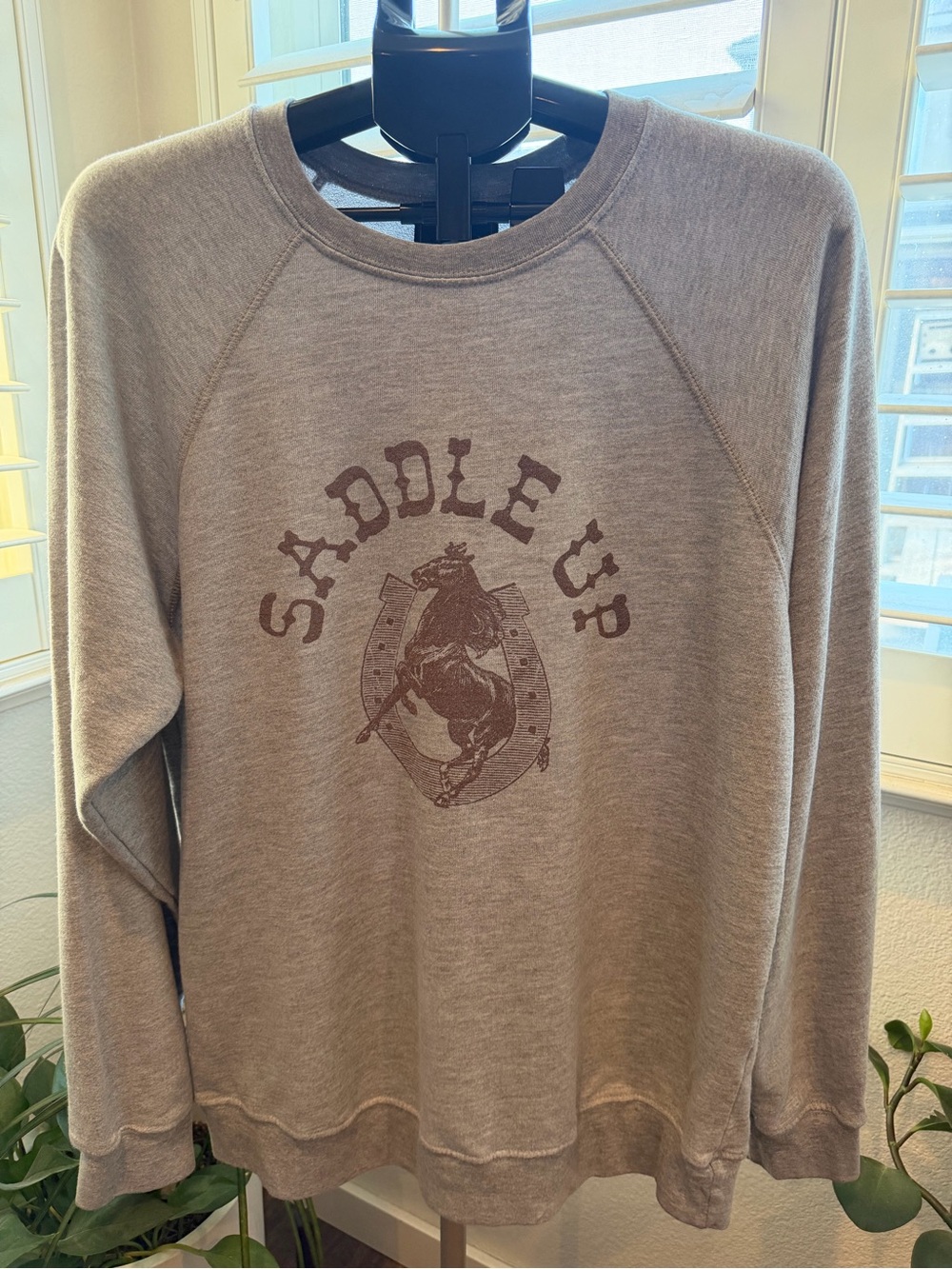 Original Retro Brand “Saddle Up” Sweatshirt Heather Grey Western Cowgirl L